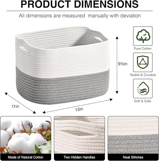 Woven Cotton Rope Storage Basket - Image 2