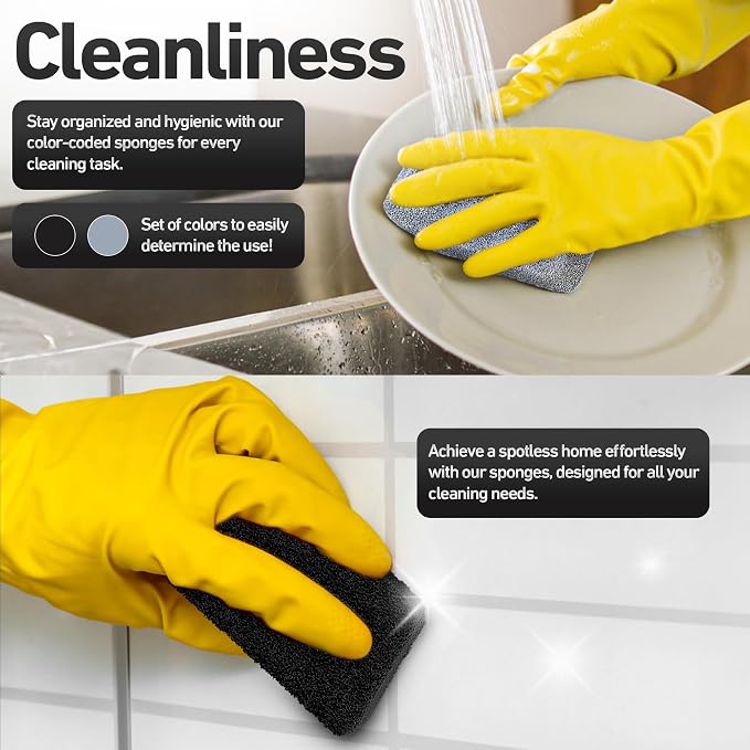 6-Pack Silicone Kitchen Scrubbing Sponges, Heavy-Duty, Non-Scratch Kitchen - Image 4