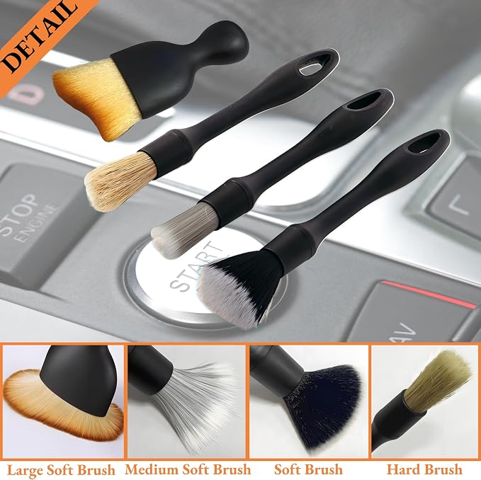 8 PCS Car Detailing Brush Set, Car Interior and Exterior Soft Bristle Cleaning - Image 3