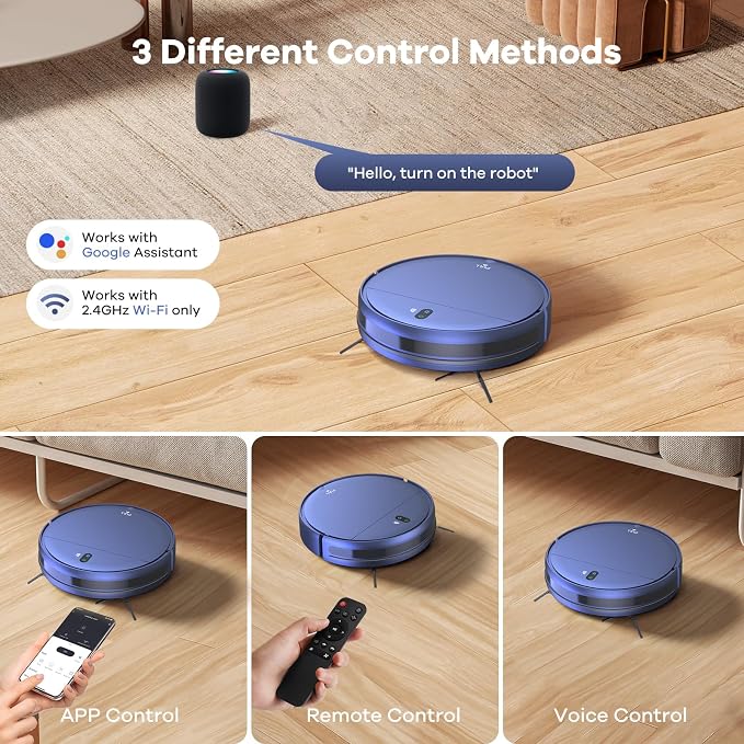 ZCWA Robot Vacuum and Mop Combo, 2.4GHz WiFi Link Vacuum Robot, 4 Cleaning Mode - Image 3