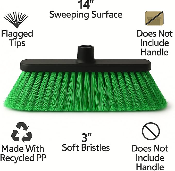 Aria Green Broom Head – 13” Sweeping Width – Soft/Firm Magnetic Flagged - Image 7