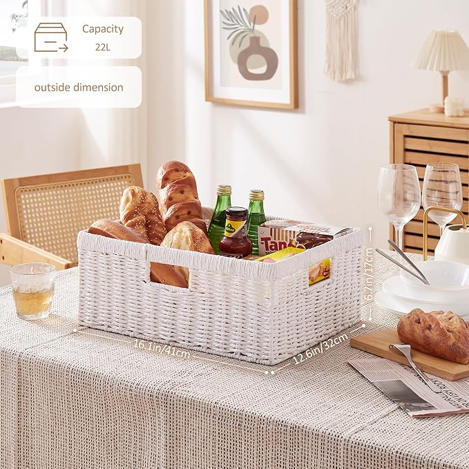 OIAHOMY Wicker Basket, Paper Shelf Basket - Image 4