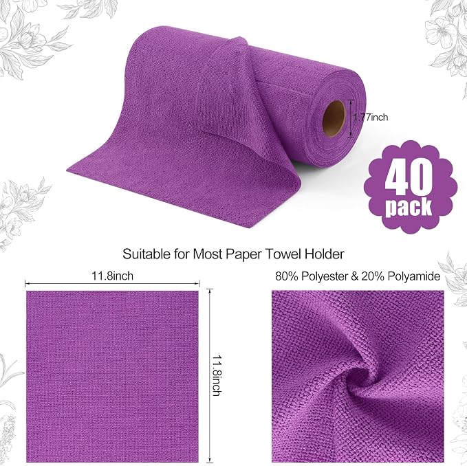 Homaxy Tear Away Dish Cloths Rolls, 40 Sheets-11.8" X 11.8", Reusable Washable - Image 5
