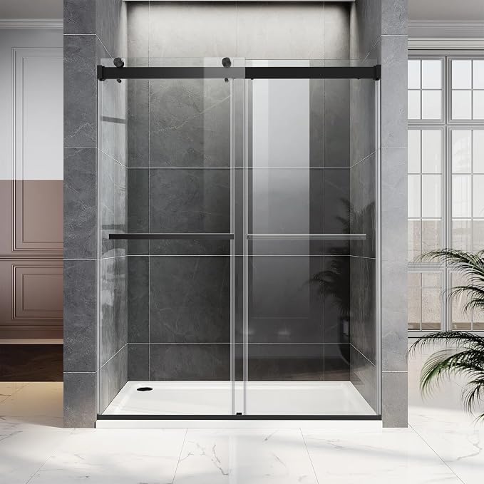 Frameless Sliding Shower Door, 56-60" W x 76" H Glass Shower Door - Image 2