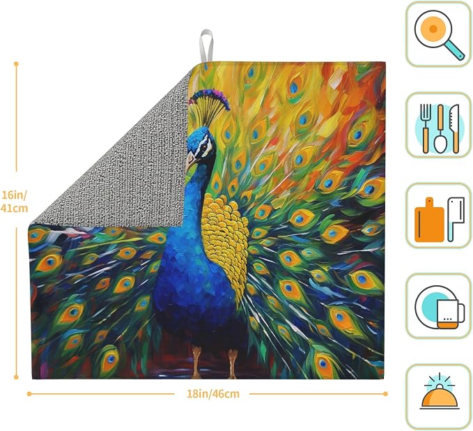 Beautiful Peacock Dish Drying Mat - Image 2