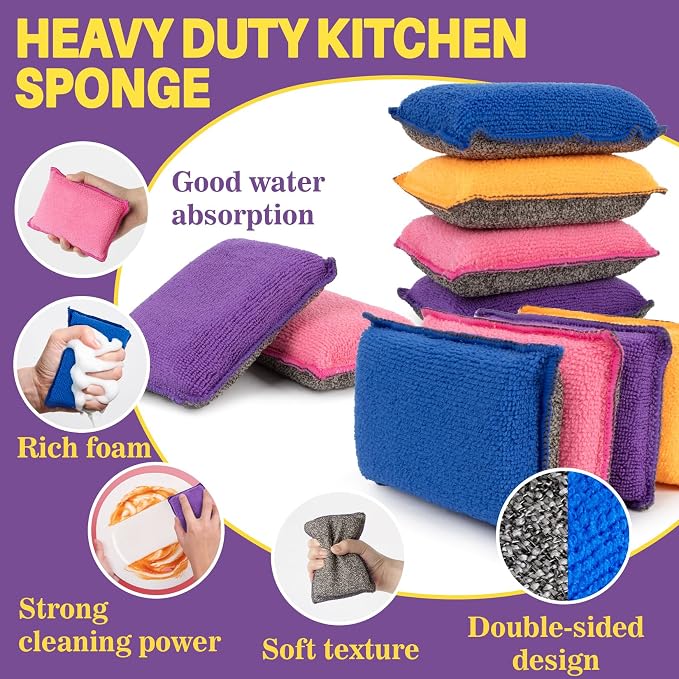MAQIHAN 8 Pack Microfiber Sponge Kitchen - Image 8