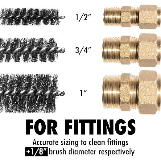 6pcs Copper Tube Pipe Cleaner for Fittings, 1/2” 3/4” 1” Pipe Cleaning Brush Set - Image 4