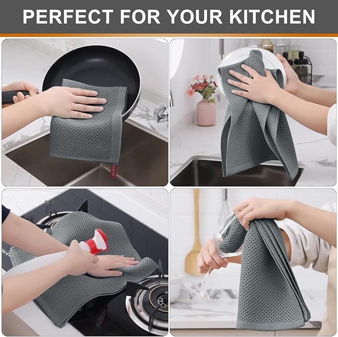 Kitinjoy 100% Cotton Waffle Weave Kitchen Towels, Kitchen Hand Towels - Image 4