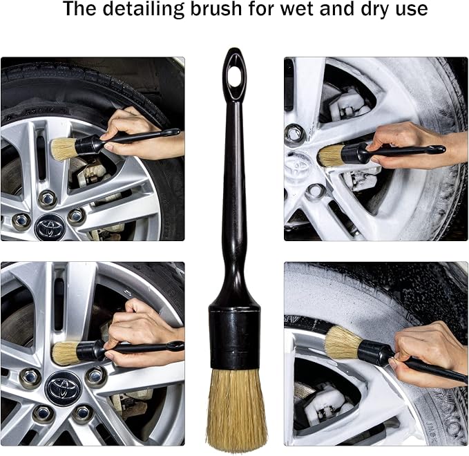 Car Detailing Brushes Set for Cleaning Car Wheel Rim, 3 Pack Automotive - Image 2