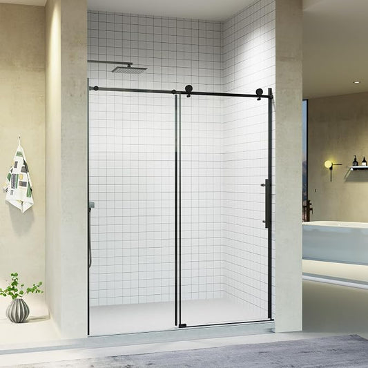 56-60" W x 76" H Frameless Sliding Shower Door, Stainless Steel Round Tube by Unknown