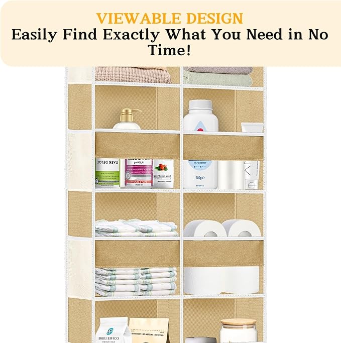 Over the Door Organizer 5 Tiers, Extra Large Behind Door Storage of 10 - Image 6