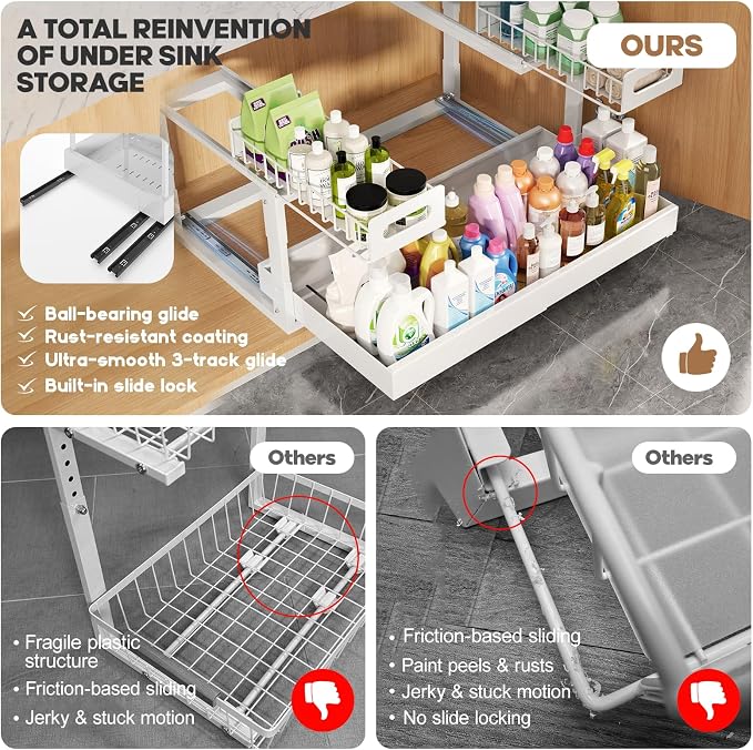 1 Pack-15.7"-25.7"W Expandable Under Sink Organizer - Image 5