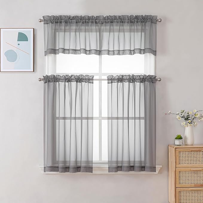 Chyhomenyc Sheer Charcoal Grey Valances - Image 2
