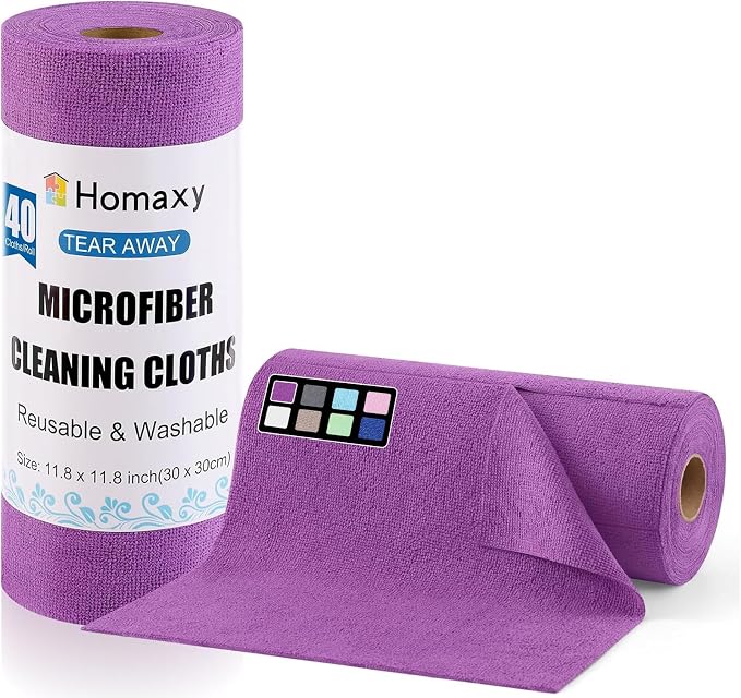 Homaxy Tear Away Dish Cloths Rolls, 40 Sheets-11.8" X 11.8", Reusable Washable by Homaxy
