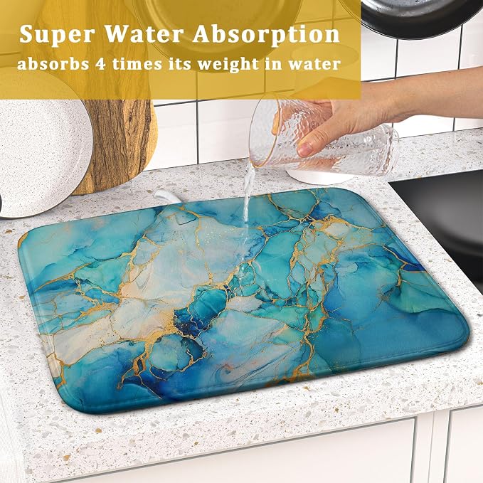 Marble Print Dish Drying Mat for Kitchen Counter - Image 7