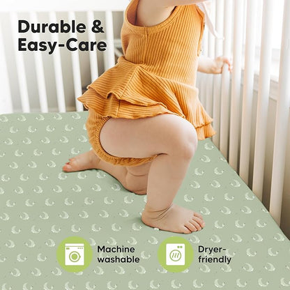 KeaBabies 2-Pack Baby Crib Sheets for Boys, Girls - 52x28 Viscose Derived from Bamboo Toddler Bed Sheets Neutral, Fitted Crib Mattress Cover for Standard Baby Bedding, Soft & Cozy (Lunaris)