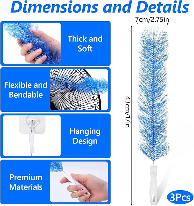 3 Pcs Bendable Fan Cleaning Brush Reusable Microfiber Washable Fan Cleaner - Image 2