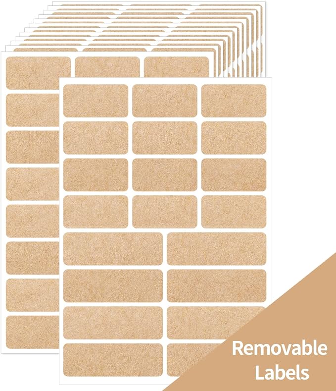 Kraft Label Stickers Removable Writable Gift Labels, Self-Adhesive Brown Labels by STARLIBOO