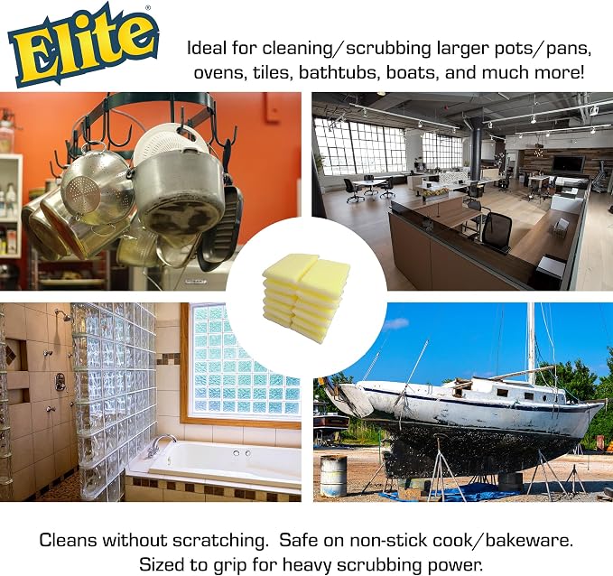 Elite HD All Purpose Cleaning Pad, 12 Pack, Non Scratch, Dish Sponge, Made in - Image 5