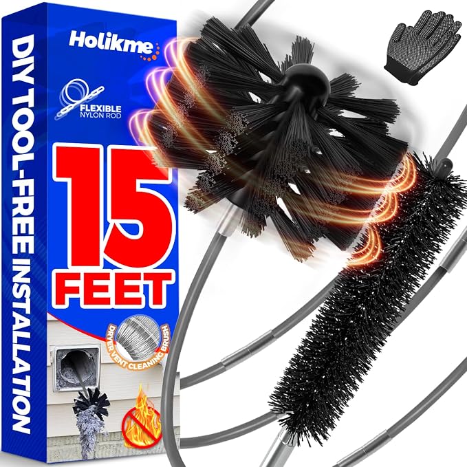 Holikme 15 Feet Dryer Vent Cleaner Kit, Lint Remover, Extends Up to 15 Feet by Holikme