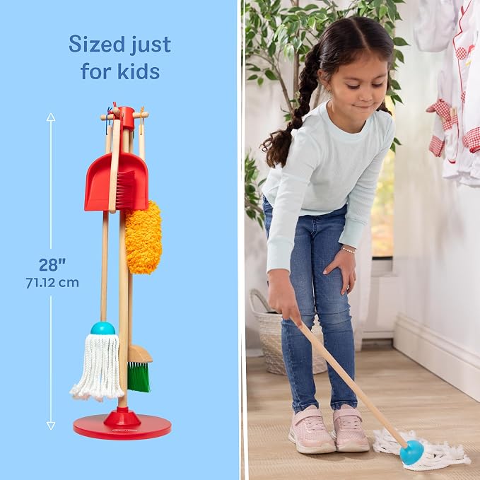 Melissa & Doug Dust Sweep Mop 6-Piece Pretend Play Set, Toddler Toy Cleaning - Image 6