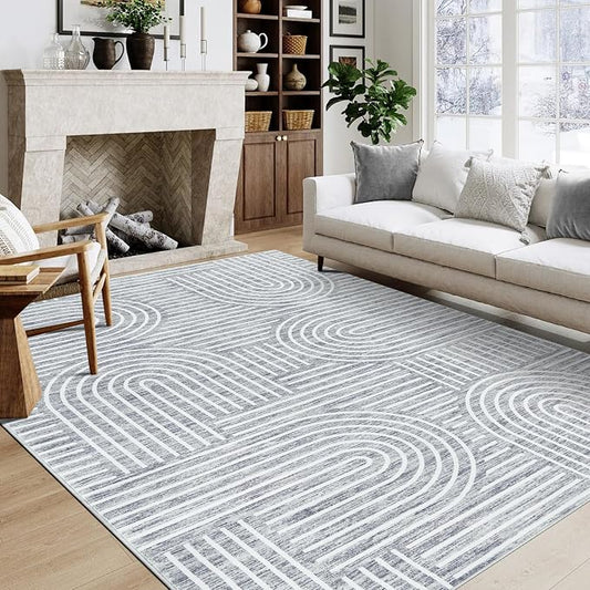 Washable Rug 6x9 Area Rugs for Living Room, Abstract Rug for Bedroom, Soft by ROYHOME