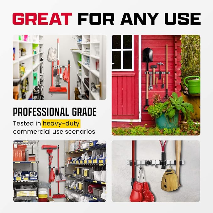 Mop and Broom Holder Wall Mount – Self-Adhesive Stainless Steel broom hanger - Image 4