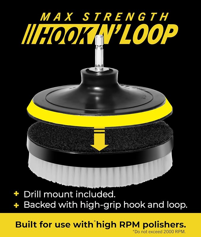 VViViD Power Drill Brush Attachment + Backing Plate, 4” inch / 100mm Diameter - Image 4