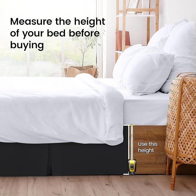 Utopia Bedding King Bed Skirt - Soft Quadruple Pleated Ruffle - Easy Fit with 16 Inch Tailored Drop - Hotel Quality, Shrinkage and Fade Resistant (King, Black)