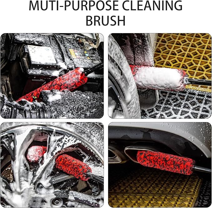 Metal Free Soft Wheel Cleaner Brush, Synthetic Wool Car Cleaning Brush - Image 4