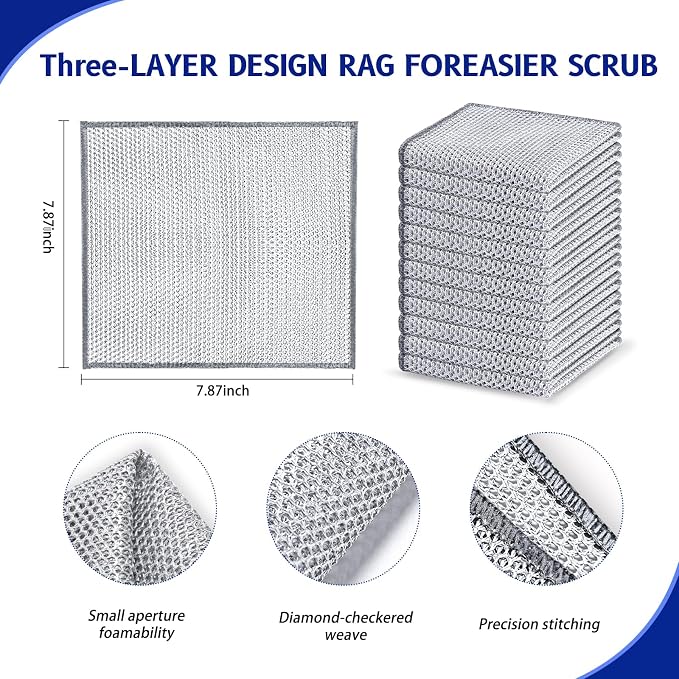 50 PCS 3-Layer Non-Scratch Multipurpose Steel Wire Dishcloths - Image 2