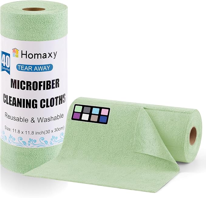 Homaxy Tear Away Dish Cloths Rolls, 40 Sheets-11.8" X 11.8", Reusable Washable by Homaxy