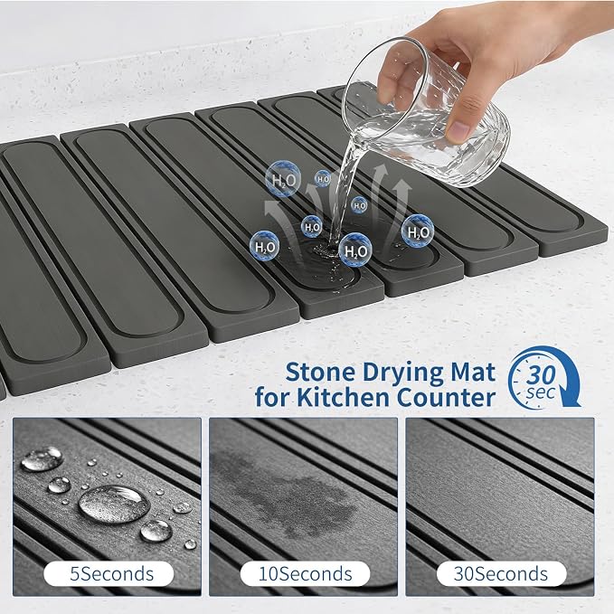 Hopegiver Stone Drying Mat for Kitchen Counter, Super Absorbent, Non-Slip & - Image 2