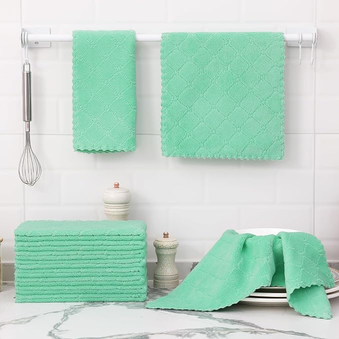Homaxy 12 Pack Dish Towels for Kitchen, Super Soft and Absorbent Coral Velvet - Image 6