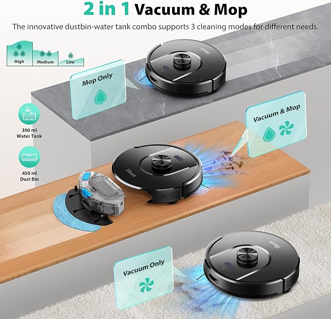 Tikom Robot Vacuum and Mop, 6000Pa Robotic Vacuum Cleaner - Image 6