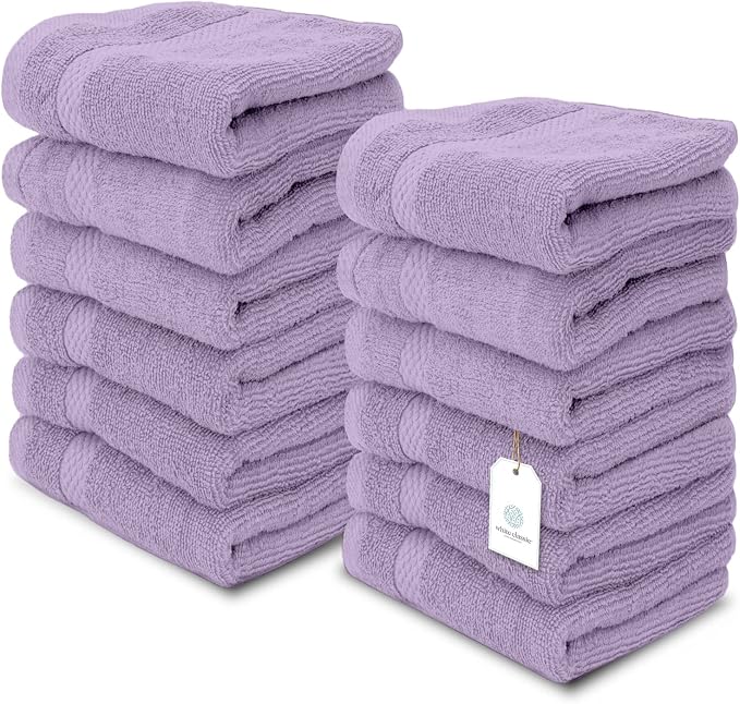 White Classic Luxury Cotton Washcloths 13x13 Inch by WhiteClassic