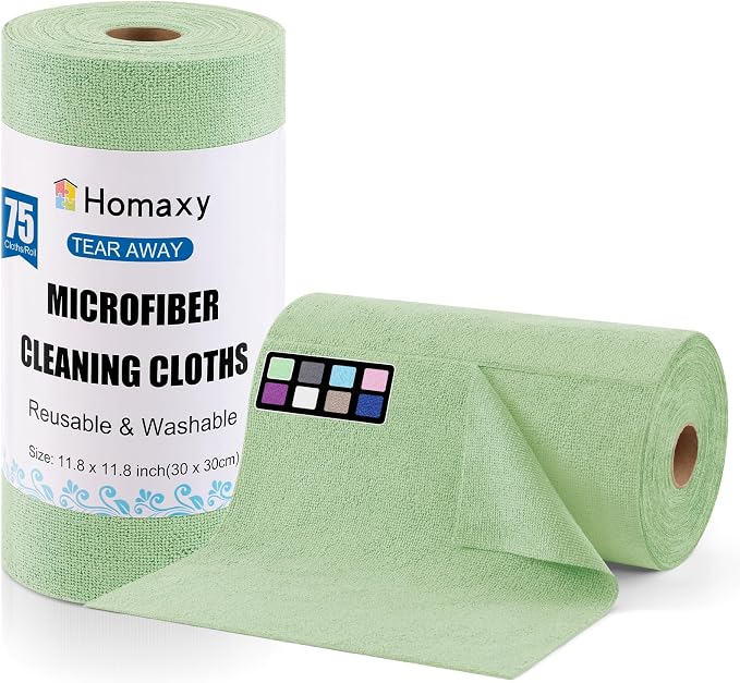 Homaxy Tear Away Dish Cloths Rolls, 75 Sheets-11.8" X 11.8", Reusable Washable by Homaxy
