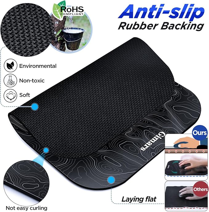 Gimars Large Smooth Superfine Fibre Memory Foam Ergonomic Mouse Pad Wrist Rest - Image 5