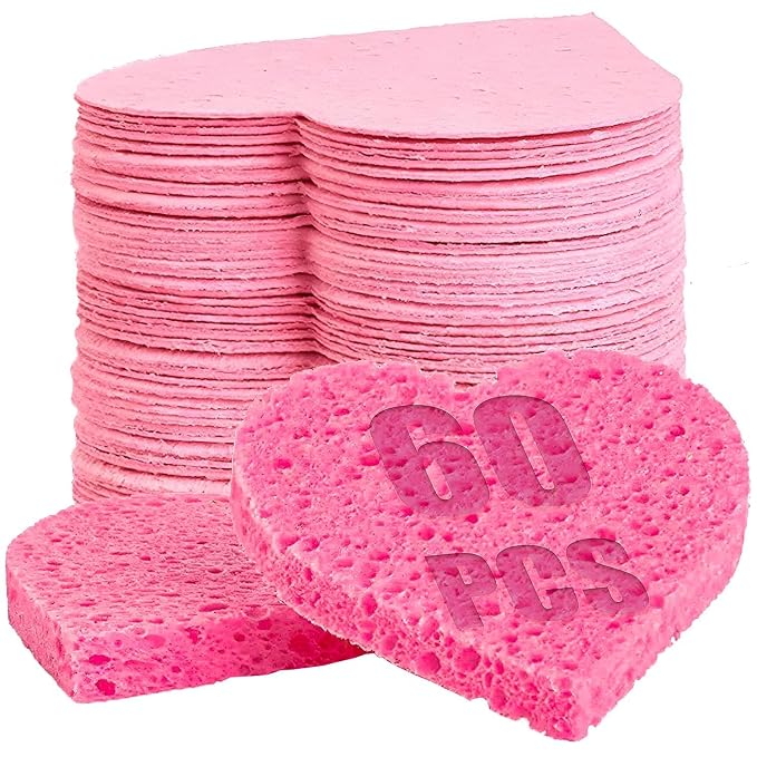 60-Count Compressed Facial Sponges | Makeup Remover Sponge | 100% Natural by GreenBoll