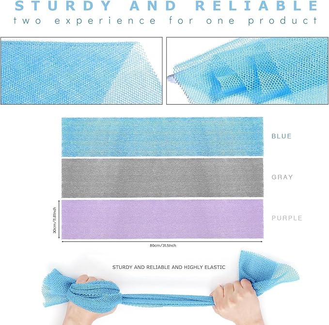 UJFQBH 3 Pieces African exfoliating net African Net Long Net Bath Sponge - Image 3