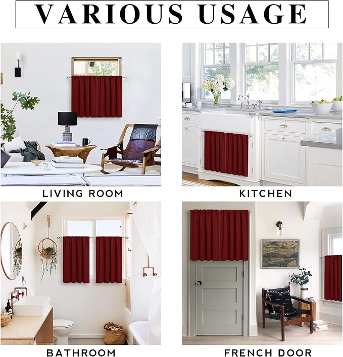 RYB HOME Kitchen Curtains 45 inch Length 2 Panels Set, Privacy Assured Drapes - Image 7