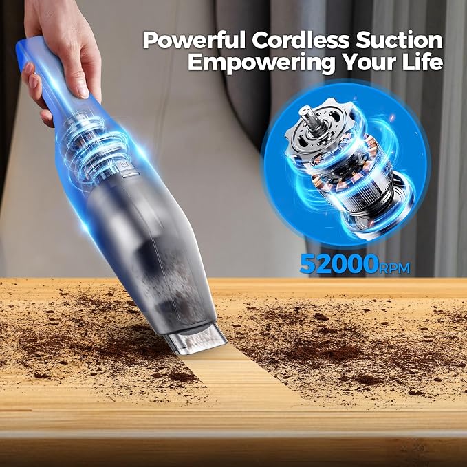 Handheld Vacuum Cordless -Car Vacuum Portable Cordless Cleaner Powerful Suction - Image 5