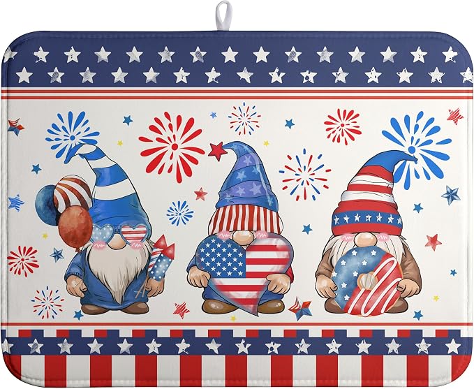 4th of July Dish Drying Mats for Kitchen Counter 18x24 In Memorial Independence by Wnoesat