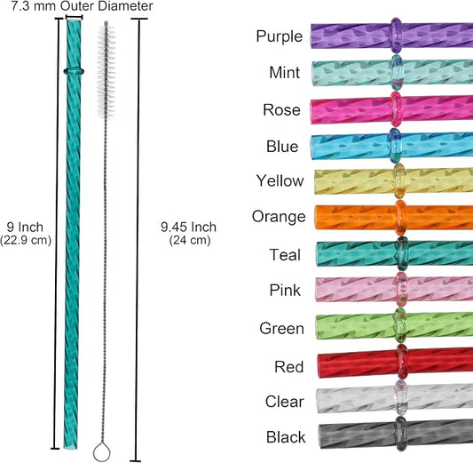 Dakoufish 9 Inch Reusable Clear Plastic Swirl Drinking Straws - Image 2