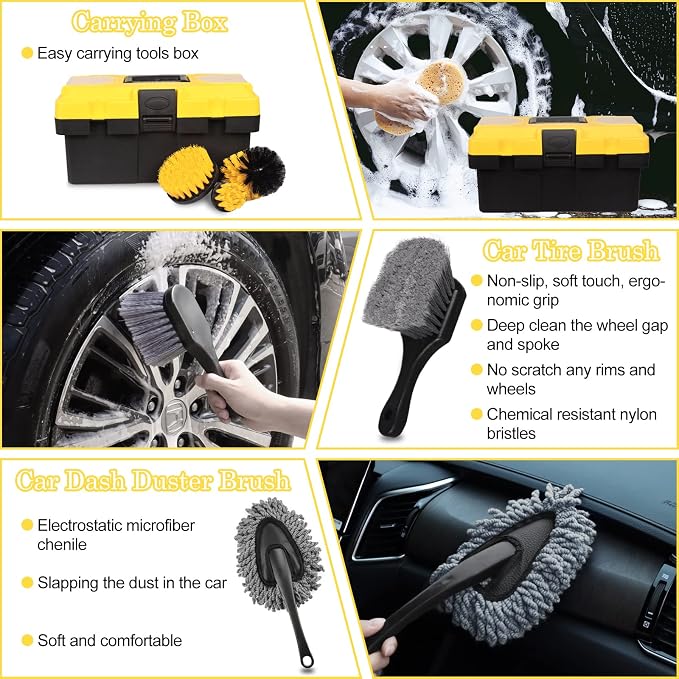 TTRCB 27Pcs Car Detailing Kit, Car Detailing Brush Set, Auto Detailing Drill - Image 2