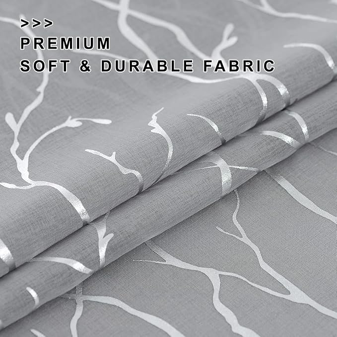 FINECITY Silver Grey Sheer Curtains 96-Inch Long - Image 7