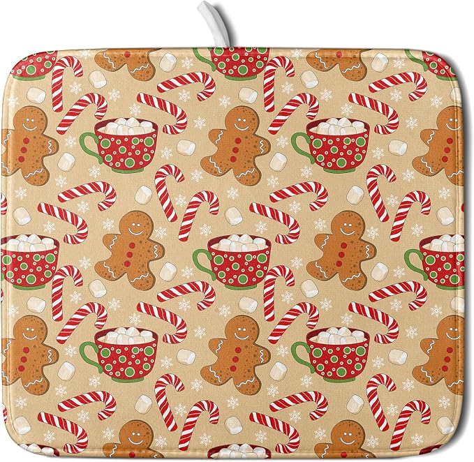 Christmas Gingerbread Man Dish Drying Mat by Aytipun
