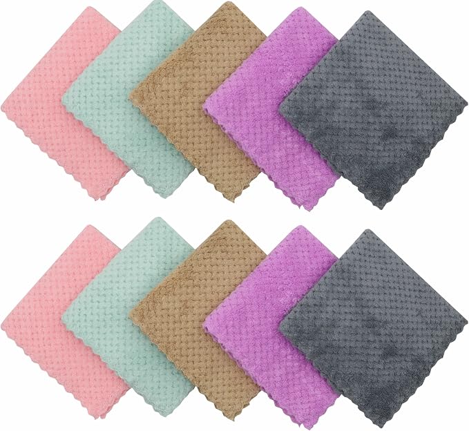 Microfiber Cleaning Cloth Lint Free Cleaning Rags, 10 Pack Fast Drying Dish Rags - Image 2