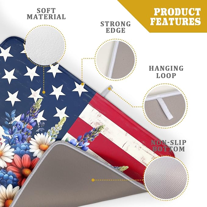 4th of July Patriotic Flower Dish Drying Mat - Image 4