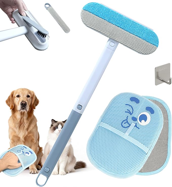 Magic pet Hair Remover Set for Dogs & Cats, Includes 4-in-1 Extended Handle by Unknown